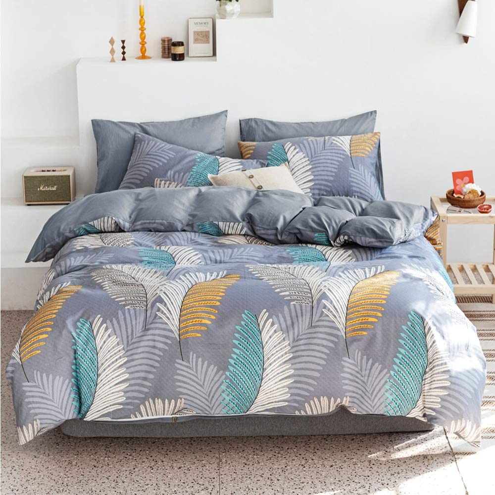 Price:$58.99    HIGHBUY 3 Piece Feather Bedding Duvet Cover Queen Gray Boho Feather Printed Teens Bedding Sets Queen Soft Cotton Comforter Cover for Girls Women Children Adult Feather Bedding Full  Home & Kitchen