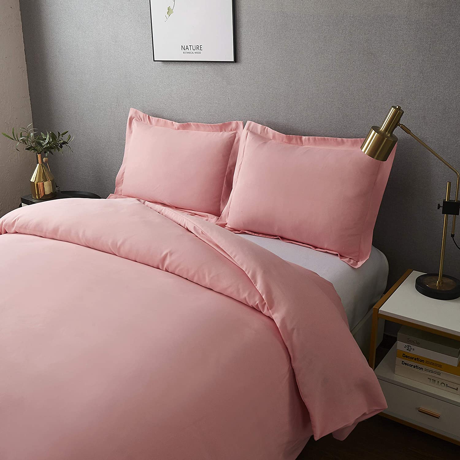 Price:$24.99    Best Season Twin Size Bedding Duvet Cover Sets 2 Piece with 1 Pillow Shams,Zipper Closure Super Soft Hypoallergenic Microfiber Comforter Cover (Pink Color)  Home & Kitchen