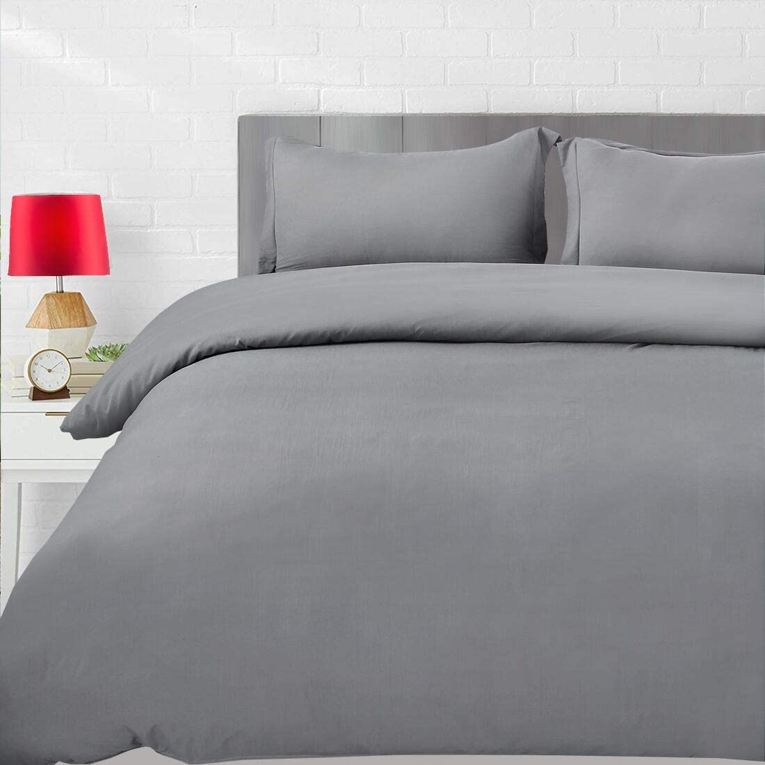 Price:$22.99    EASELAND Duvet Cover Set Queen Grey 3 Pcs-1 Microfiber Duvet Cover Matching 2 Pillow Shams Wrinkle, Fade, Stain Resistant.（ Without Duvet and Pillow  Home & Kitchen