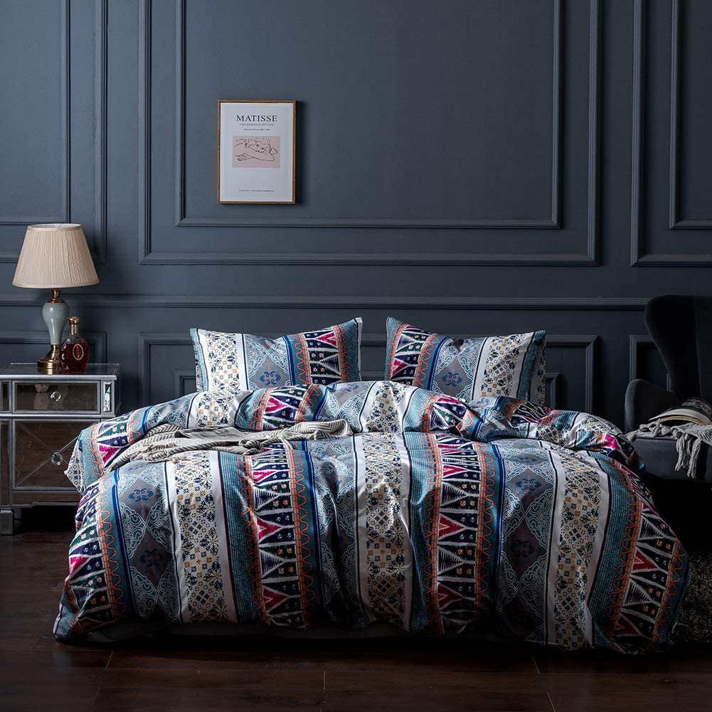 Price:$24.99    Tebery Ultra Soft Microfiber Duvet Cover Set with Zipper Closure Bohemia Design (King)  Home & Kitchen
