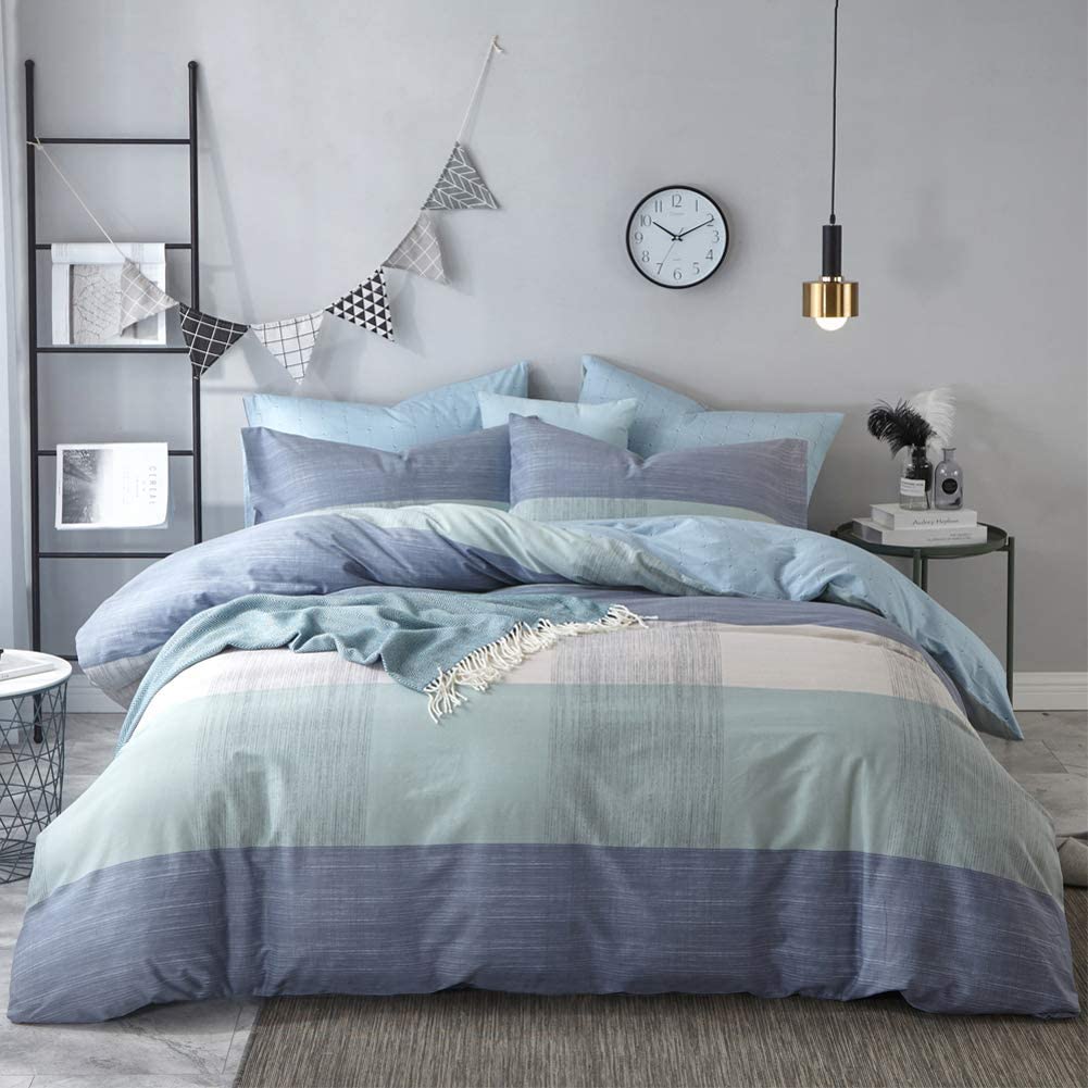 Price:$58.90    mixinni Geometric Duvet Cover Queen Soft Cotton Blue Patchwork Modern Bedding Set with Zipper Ties Mint Green Duvet Cover Set Perfect for Him and Her, Easy Care, Soft and Durable-Queen/Full Size  Home & Kitchen