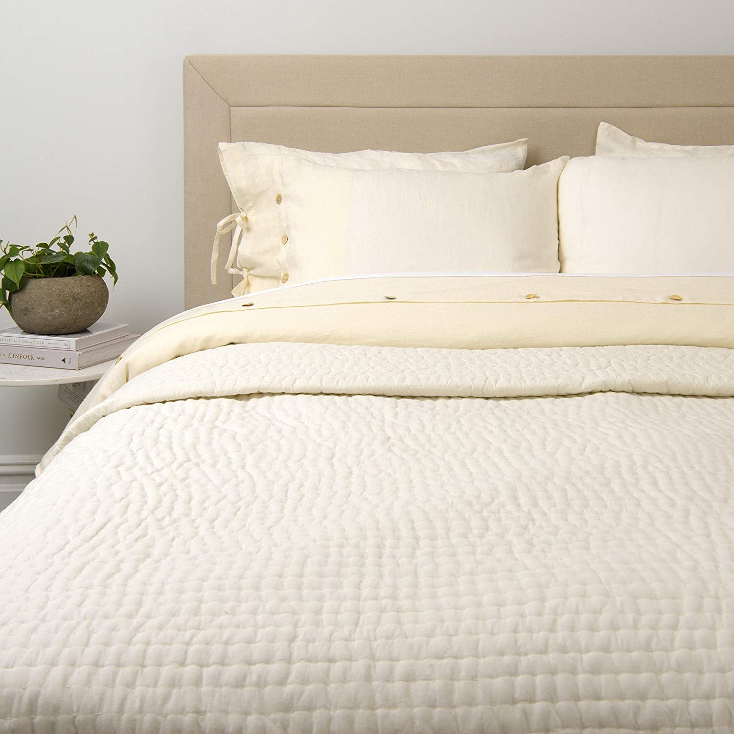 Price:$159.99    Best Home Fashion Cotton Tufted Quilt- Casual Elegance, Lightweight and Stylish Bedding, Blanket-KING-IVORY-108” L x 92” W  Home & Kitchen