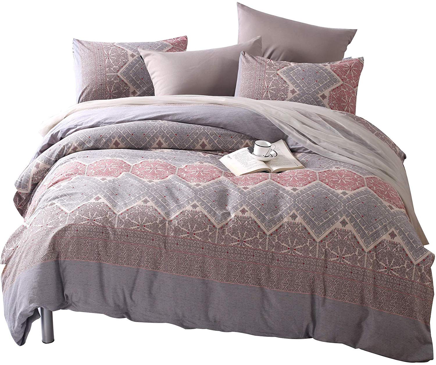 Price:$32.99    Colourful Snail 100-Percent Natural Washed Cotton Classical Pattern Duvet Cover Set, Antique Boho Bohemian Style, Ultra Soft and Easy Care, Fade Resistant, Queen/Full  Home & Kitchen