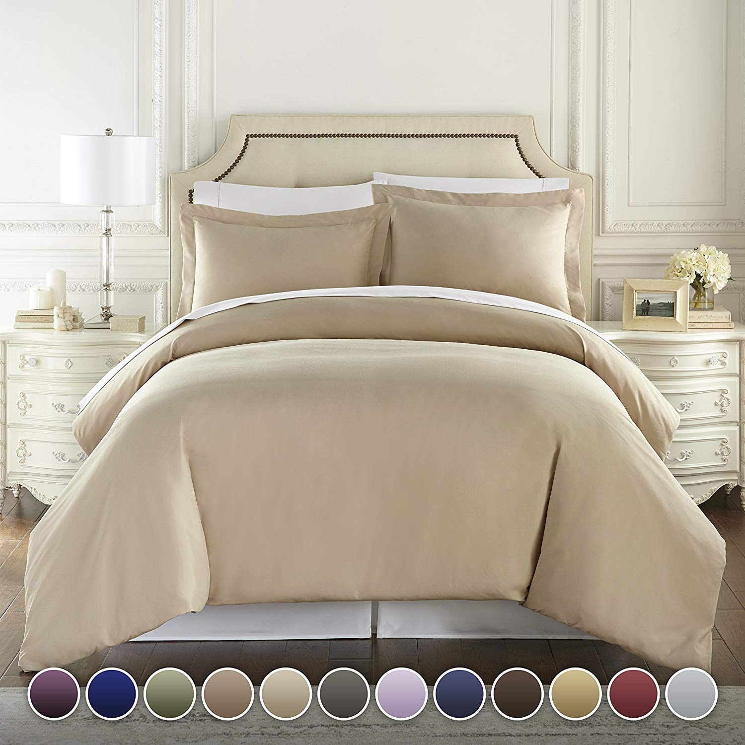 Price:$26.99    Hotel Luxury 3pc Duvet Cover Set-1500 Thread Count Egyptian Quality Ultra Silky Soft Top Quality Premium Bedding Collection -Queen Size Taupe  Home & Kitchen