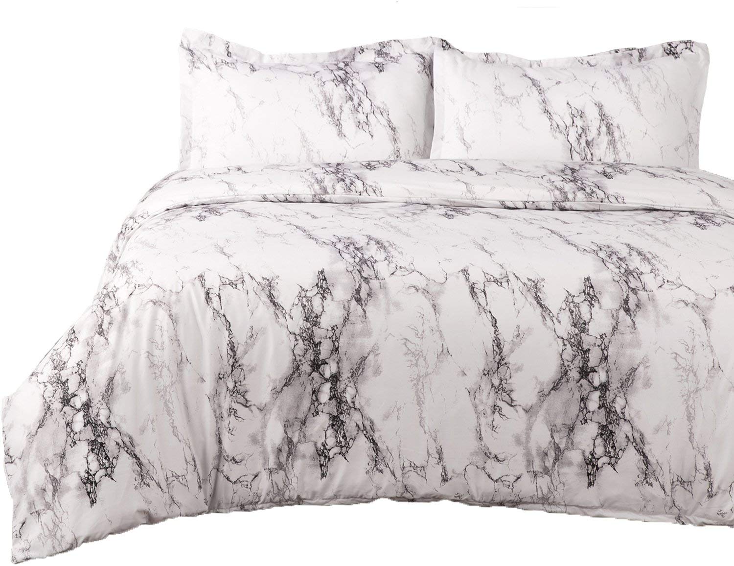 Price:$28.99    Bedsure Marble Design Duvet Cover Set with Zipper Closure-Printed Bedding Set,Full/Queen (90x90 inches)-3 Pieces (1 Duvet Cover + 2 Pillow Shams)-Ultra Soft Hypoallergenic Microfiber  Home & Kitchen