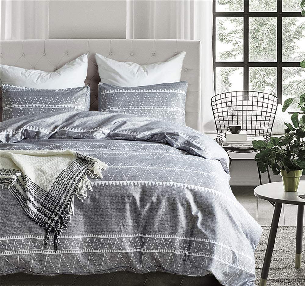 Price:$21.88    Fire Kirin Lightweight Twin Duvet Cover Set, 2PC Bohemian Utrl Soft Duvet Cover with Zipper Closure, Hotel Quality Gray Triangle Pattern Quilt Cover (Twin)  Home & Kitchen