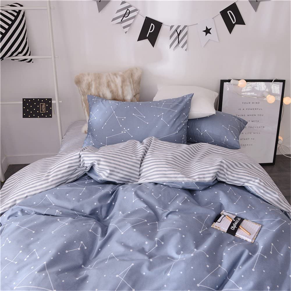 Price:$58.99    VM VOUGEMARKET 3 Piece Duvet Cover Sets Queen,100% Cotton Constellation Pattern Design Duvet Cover with 2 Pillowcases,Reversible Stripes Printed Bedding Set(Queen,Constellation)  Home & Kitchen