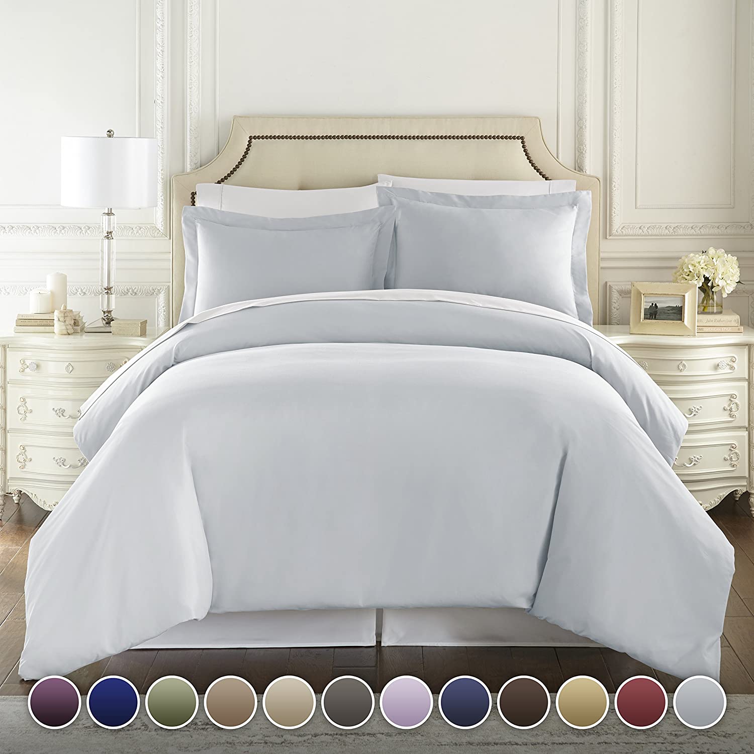 Price:$26.99    Hotel Luxury 3pc Duvet Cover Set-1500 Thread Count Egyptian Quality Ultra Silky Soft Premium Bedding Collection-King Size Artic Ice Blue  Home & Kitchen