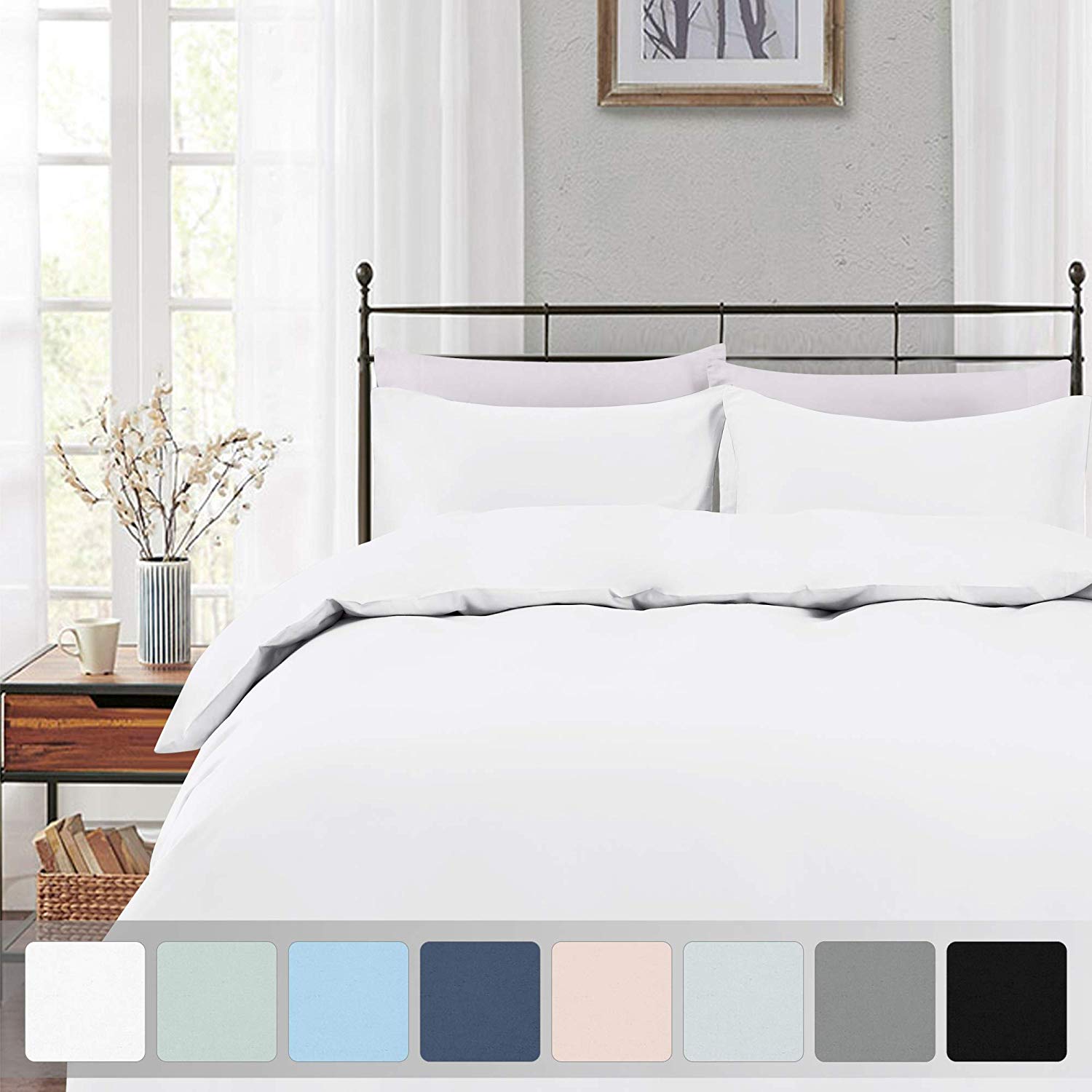 Price:$44.99    California Design Den White Duvet Cover Full/Queen - 400 Thread Count Sateen Weave 3 Piece Bedding Set, 100% Pure Cotton Comforter Cover and Two Pillow Shams, with Button Closure and Corner Ties  Home & Kitchen