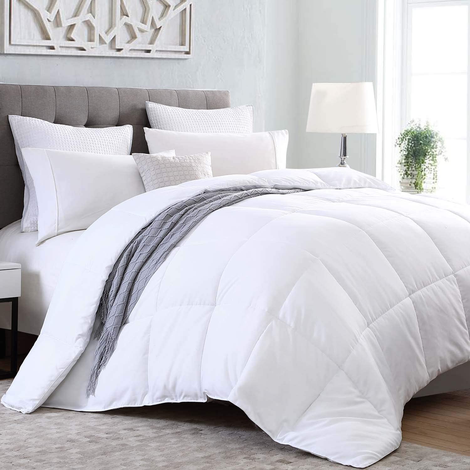 Price:$21.99    Kingsley trend Down Alternative Quilted Stand Alone Comforter Duvet Insert All-Season Soft Microfiber Hypoallergic Allergen Free Machine Washable - White - Twin (66 x 90)  Home & Kitchen