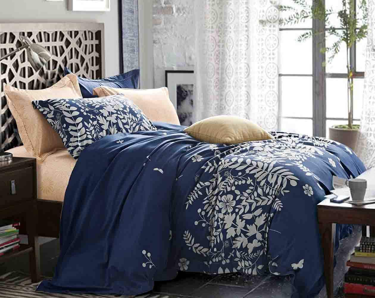Price:$31.99    NANKO King Bedding Duvet Cover Set Navy Blue Floral, 3 Piece - 1200 TC Luxury Microfiber Down Comforter Quilt Cover with Zipper Closure, Ties - Best Style for Men and Women - Flower  Home & Kitchen