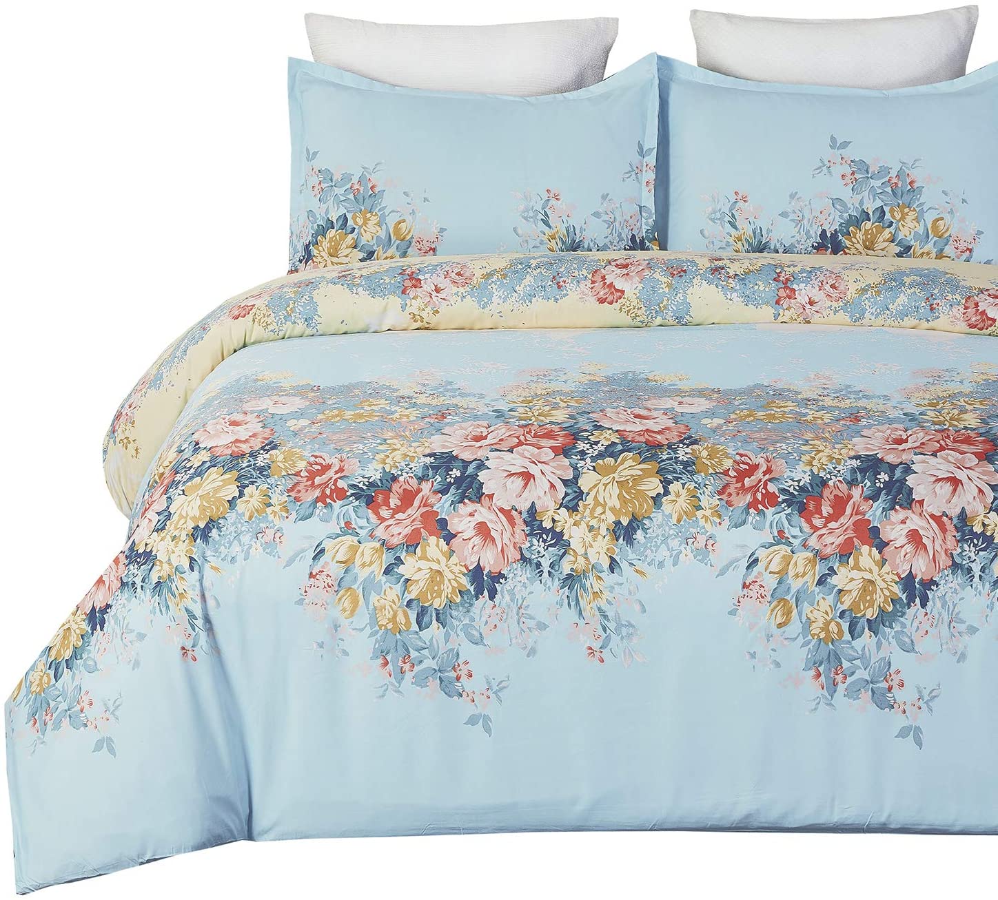 Price:$26.50    Vaulia Lightweight Duvet Cover Set, Vintage Watercolor Flower Print Pattern - Queen Size  Home & Kitchen