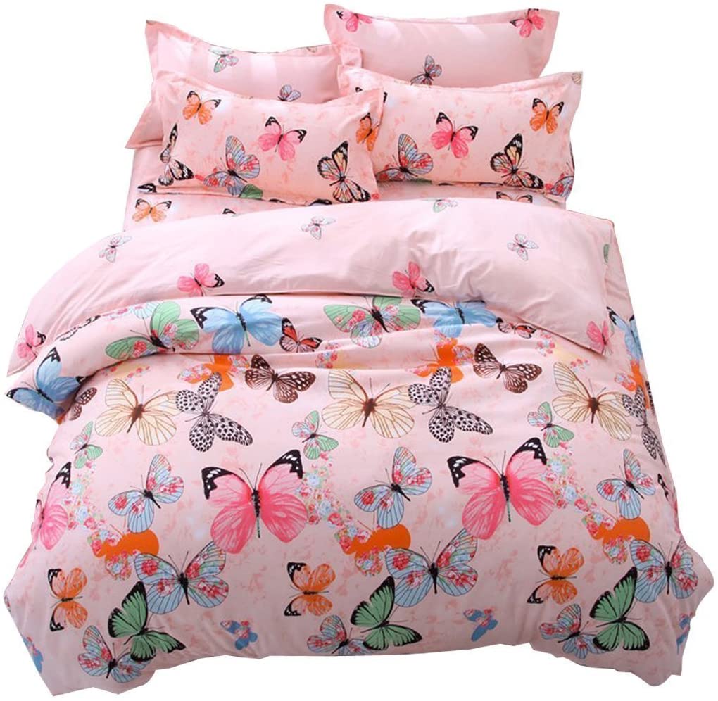 Price:$27.69    LemonTree Butterfly Bedding Set- Girls Soft Duvet Cover Set-3PCS Pink Butterflies Floral Patterns,JUST Cover NOT Comforter,Hypoallergenic,Microfiber,1 Duvet Cover+2 Pillowcases (Twin, 02 Butterfly)  Home & Kitchen
