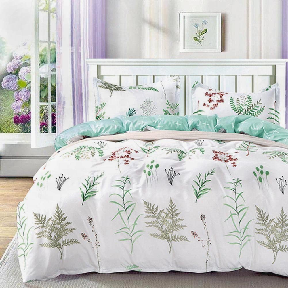 Price:$28.99    NANKO Green Duvet Cover Set Queen - 3 Piece - 88x88 inch 1200 Thread Count Floral Microfiber Down Quilt Bedding Cover with Zipper Ties for Women,Teal Herb Leaf Flower  Home & Kitchen