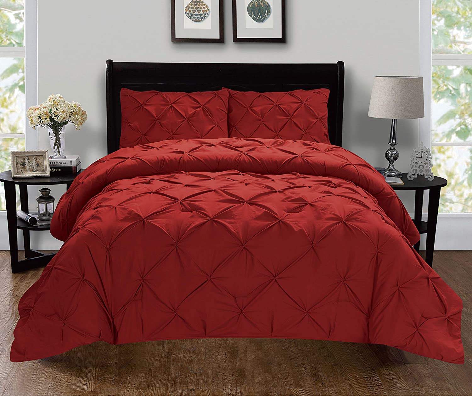 Price:$25.99    Elegant Comfort Luxury Super-Soft Coziest 1500 Thread Count Egyptian Quality 3-Piece Pintuck Design Duvet Cover Set, (Insert Comforter Protector) Wrinkle-Free, King/California King, Burgundy  Home & Kitchen