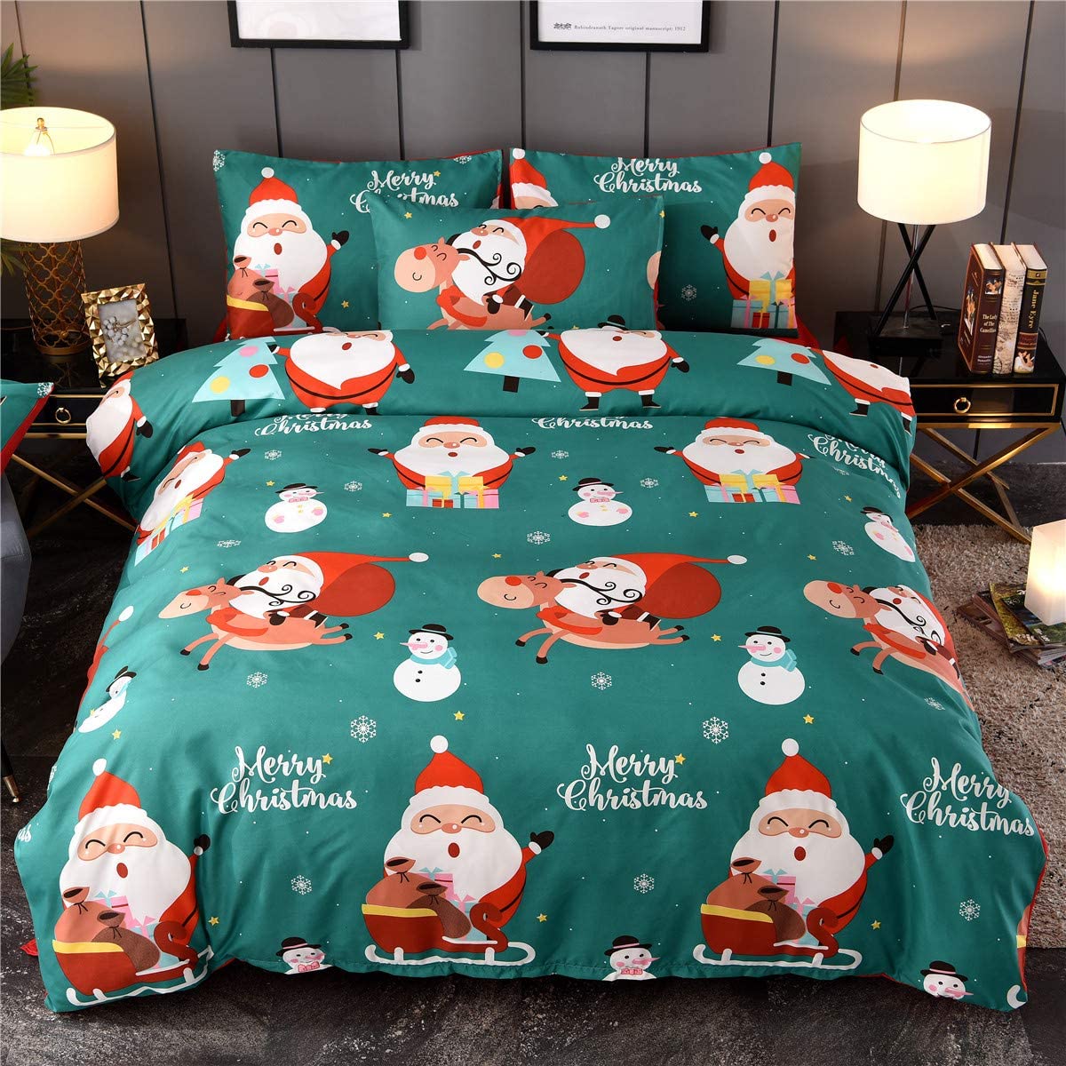 Price:$7.29    NTBED Cartoon Duvet Cover Sets King Quilt Cover Santa Claus Printed Bedding Quilt Cover Sets Gift for Children  Kitchen & Dining