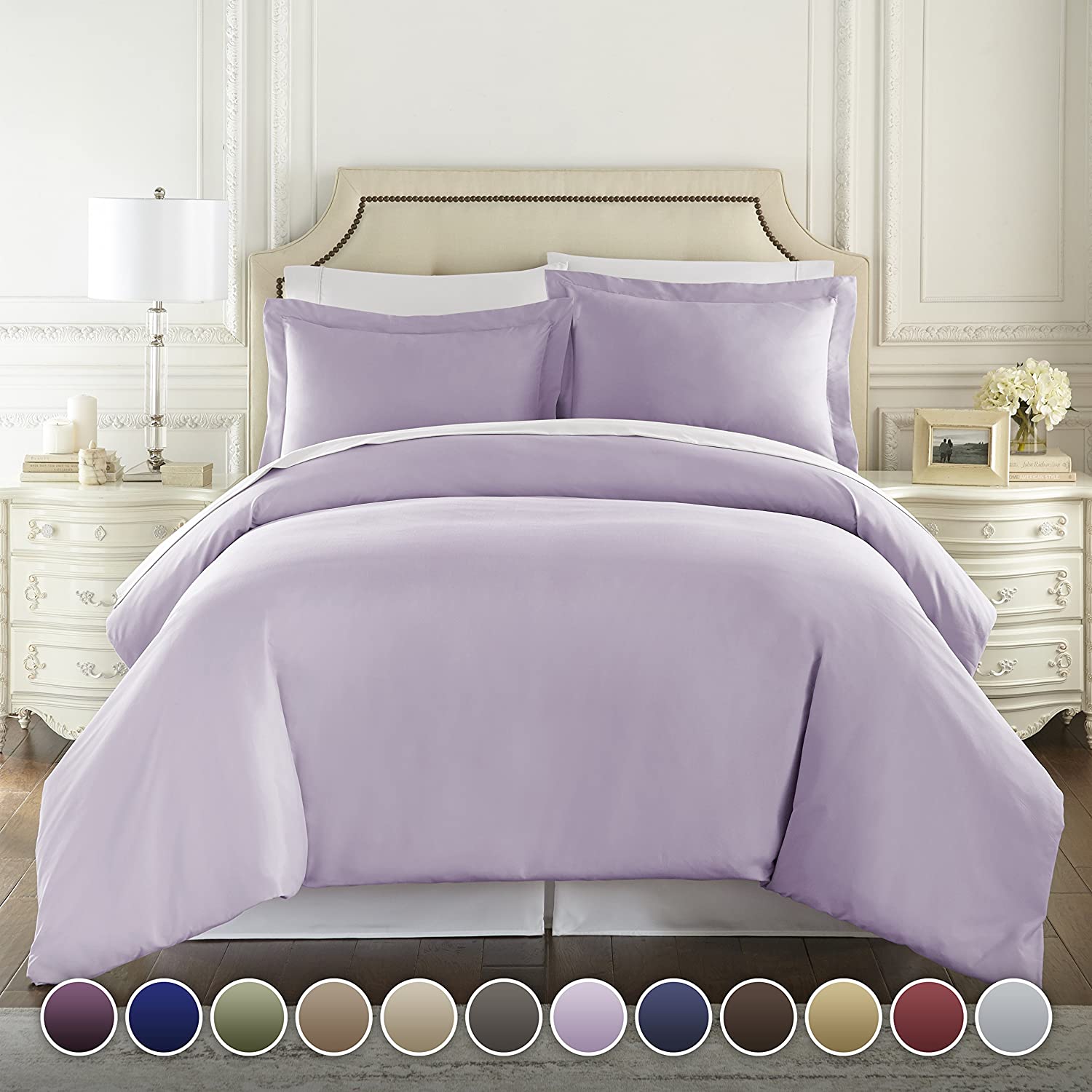 Price:$24.99    Hotel Luxury 3pc Duvet Cover Set-1500 Thread Count Egyptian Quality Ultra Silky Soft Premium Bedding Collection-King Size Lavender  Home & Kitchen