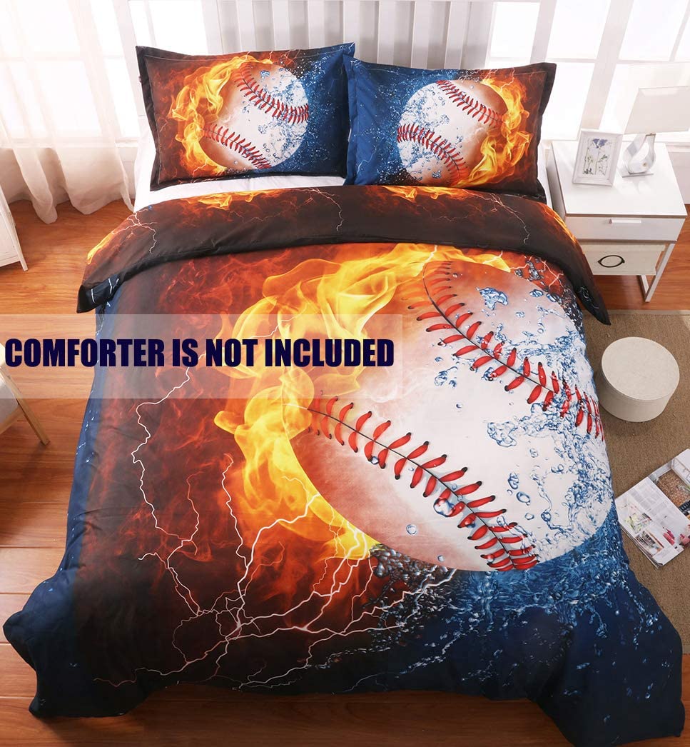 Price:$26.99    giveuwant 3D Sports Baseball Microfiber Duvet Cover Twin(59x83 Inch), 2 Pieces (1 Pillowcase, 1 Duvet Cover) 3D Baseball Bedding Set, Soft Sports Comforter Cover (No Comforter) for Boys, Kids, Teens  Home & Kitchen