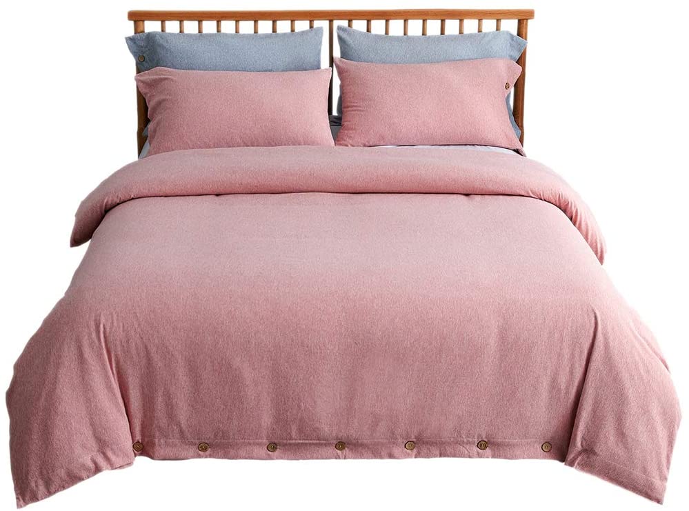 Price:$29.99    LIFEREVO Bedding Duvet Cover Set 3 Piece Modern Microfiber Quilt Cover Button Closure End Style, Ultra Soft and Durable (King Pink)  Home & Kitchen