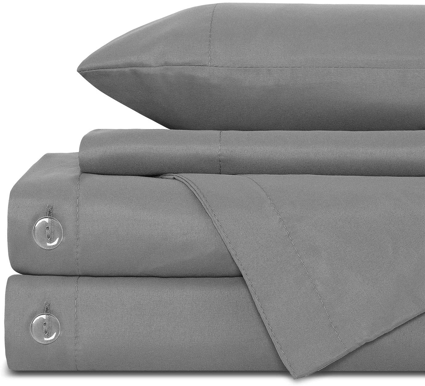 Price:$34.99    M Fabulous Duvet Cover 4 Piece Set - Comforter Cover with Button Closure and Corner Ties, 2 Pillowcases and 1 Fitted Sheet, Dark Gray, Queen Size  Home & Kitchen