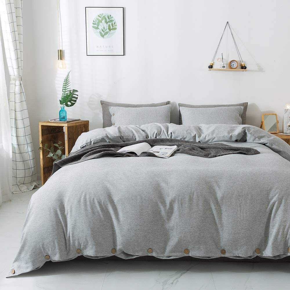 Price:$39.99    Linen Like Duvet Cover King(104x90 Inch), Button Closure Grey Duvet Cover Bedding Set  Home & Kitchen