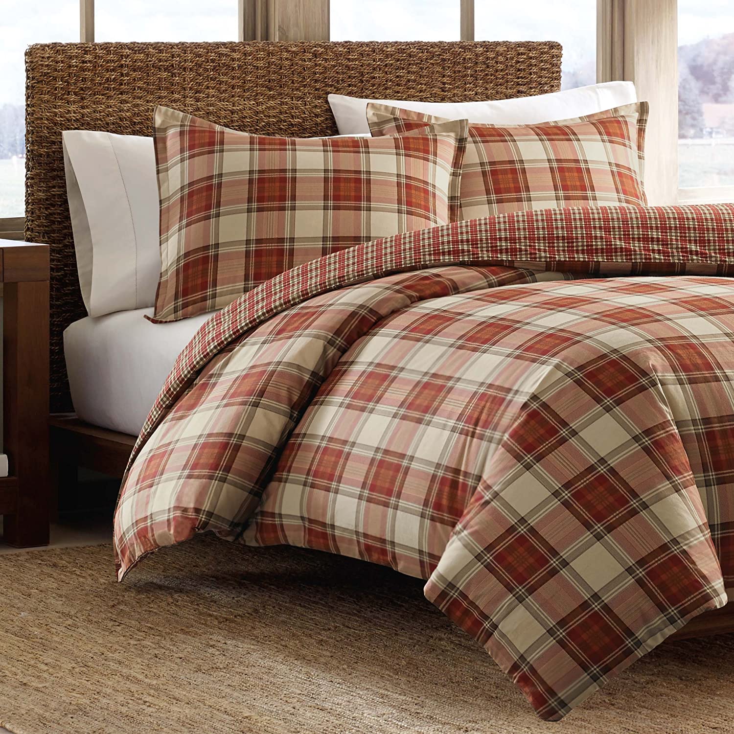 Price:$55.21    Eddie Bauer Edgewood Plaid Duvet Cover Set, Full/Queen, Red  Home & Kitchen