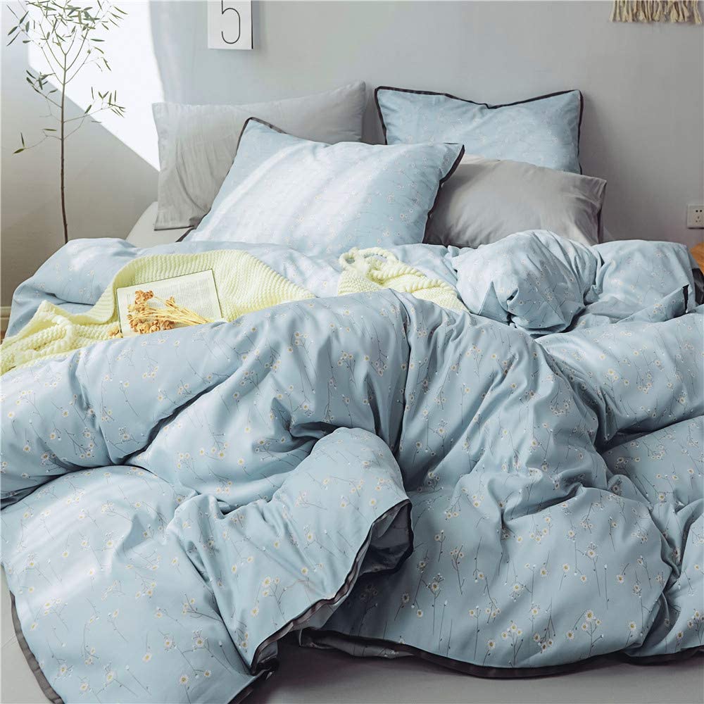 Price:$35.00    MTB 3 Piece Duvet Cover and Pillow Cases Comforter Bedding Set, 100% Cotton, Smooth & Ultra Soft, Light Blue Floral Sunny Morning, Queen Size (Also Sold in King Size)  Home & Kitchen