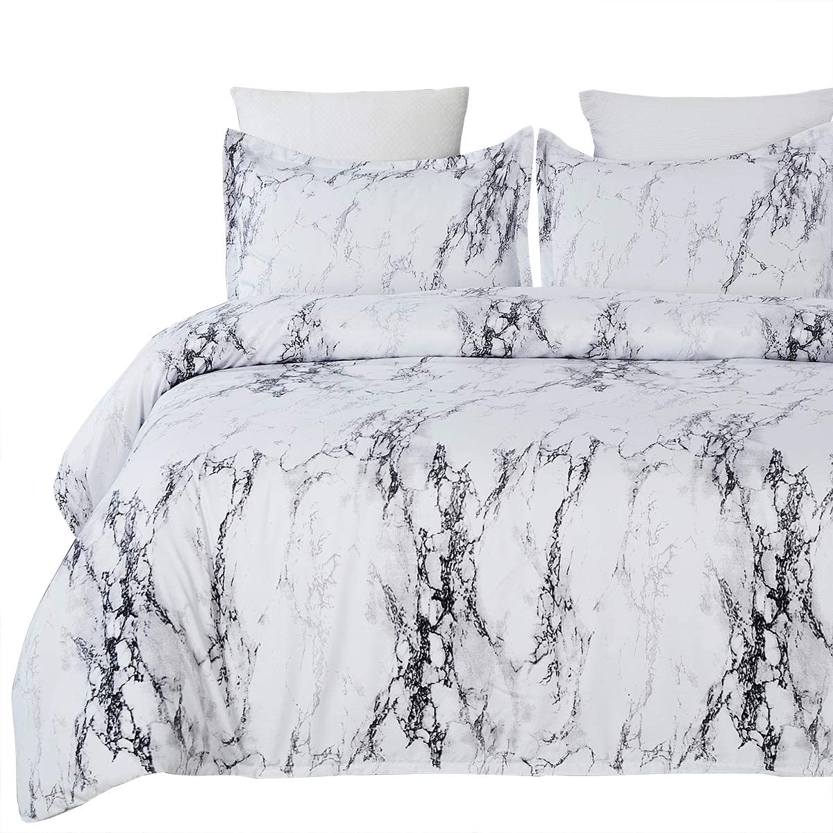 Price:$23.50    Vaulia Lightweight Microfiber Duvet Cover Set, Print White Marble Pattern - Queen Size  Home & Kitchen