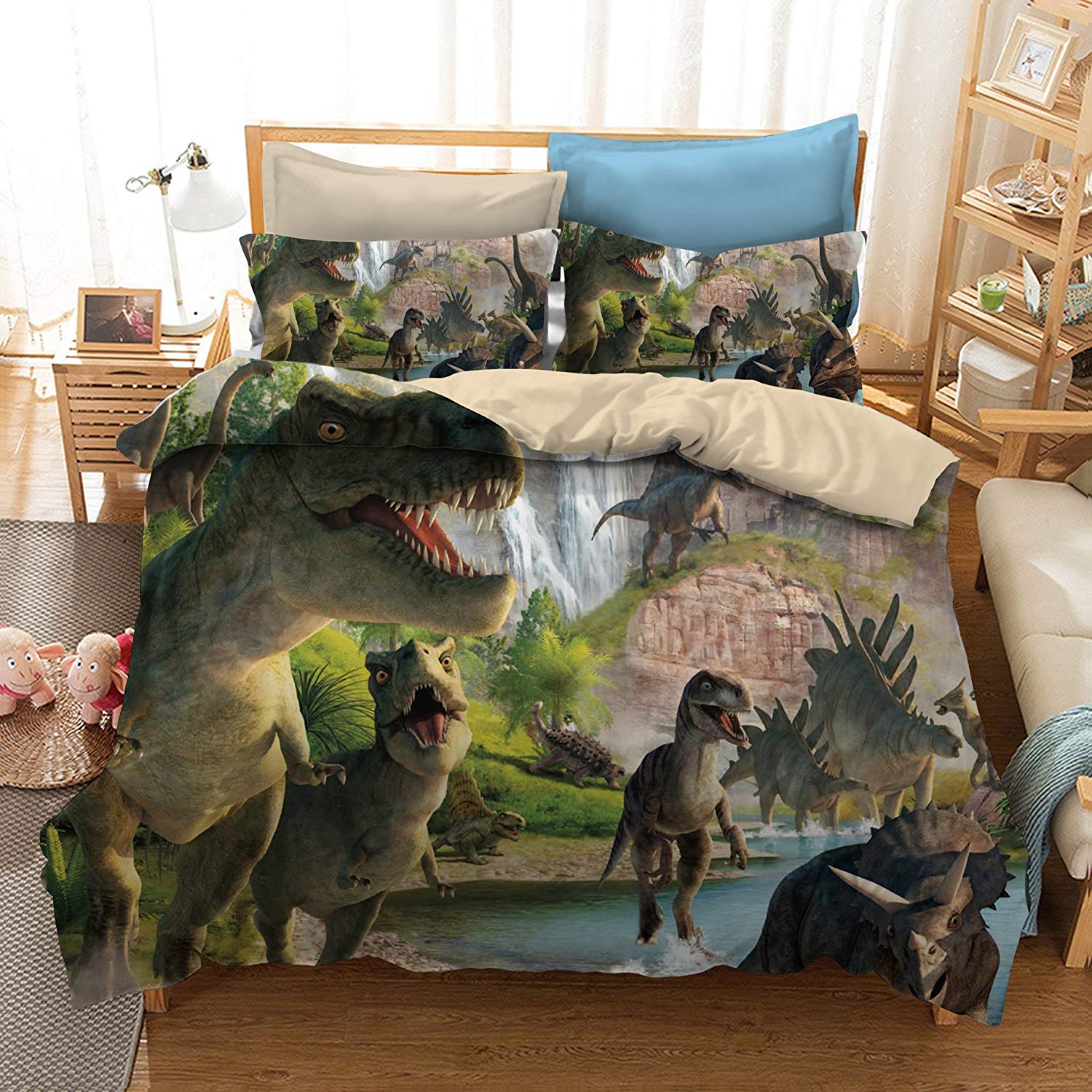Price:$43.99    ADASMILE A & S 3D Dinosaur Bedding Sets Jurassic World Battle 3 Piece Duvet Cover Sets Unique Dinosaur Bedding for Kids and Adults, Full Size  Home & Kitchen