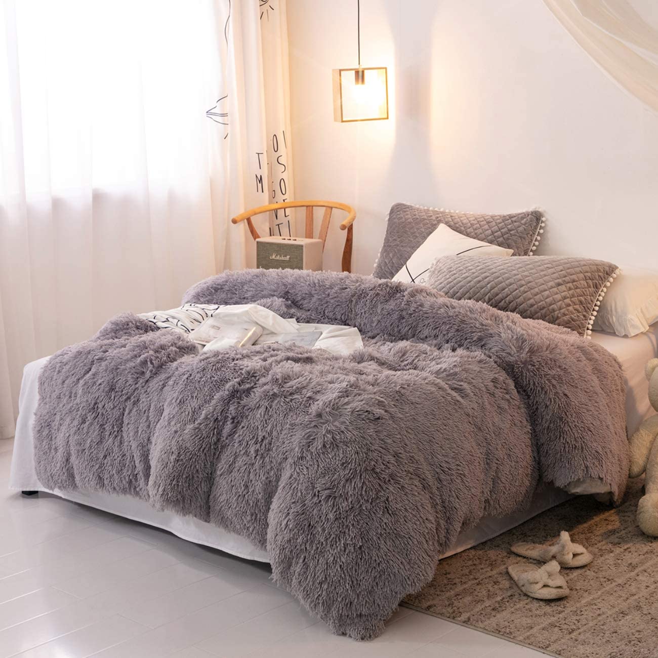 Price:$86.99    Picturesque Shaggy Crystal Velvet Duvet Cover Set  Kitchen & Dining