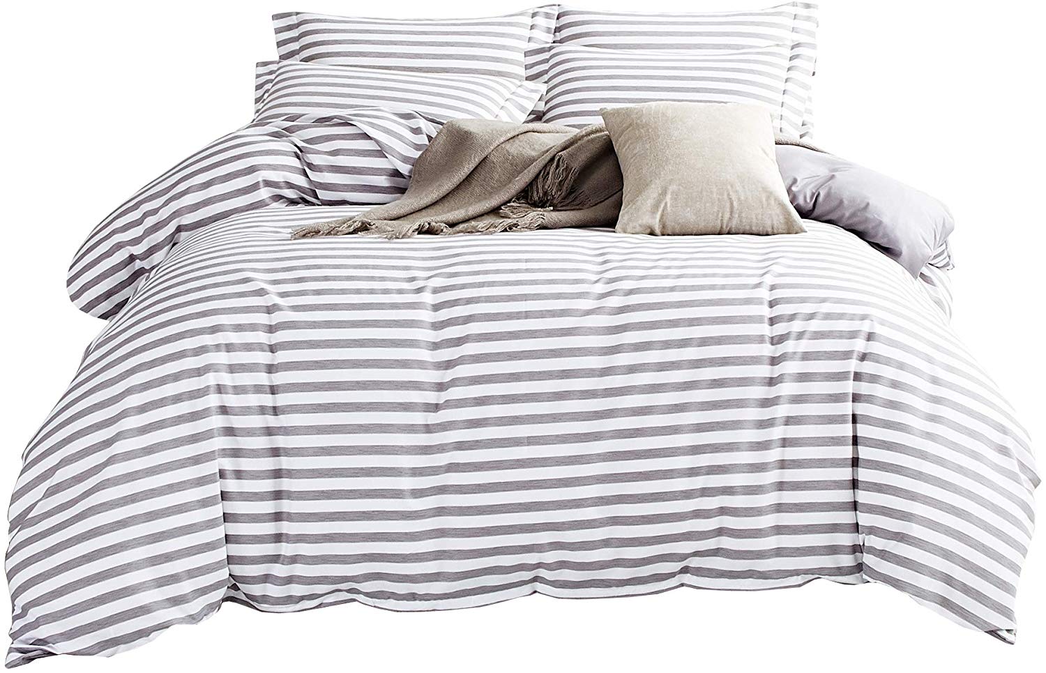 Price:$26.99    DelbouTree White Duvet Cover Set,Striped Duvet Covers,Contrast 2 Tone Reversible Comforter Cover,Twin Bedding Set,Zipper Closure,Twin Duvet Covers  Home & Kitchen