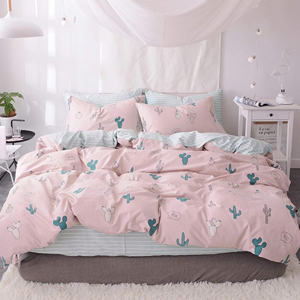 Price:$48.99    【Newest Collection】Duvet Cover Twin Cotton Girls Duvet Cover Pink Cactus Duvet Cover Cartoon Stripes 3 Pieces Plant Cacti Bedding Set Cute Bedding Collections for Adult Kids,NO Comforter NO Sheet  Home & Kitchen