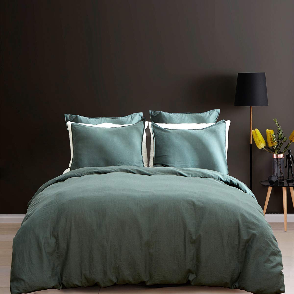 Price:$49.99    LUX LOVE LIFE LUXURY 3 Pieces Linen Look Duvet Cover Set | 100% Cotton | 1 Duvet Cover Set and 2 Pillow Shams | King Size Duvet Cover (108" x 92") | Lightweight and Ultra Soft (Dark Green)  Home & Kitchen