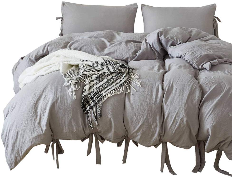 Price:$37.99    iAsteria Super Soft Duvet Cover Set, Lightweight Microfiber, Luxury Farmhouse Bedding Set, Modern Pattern Design, 3 Piece - King, Grey  Home & Kitchen