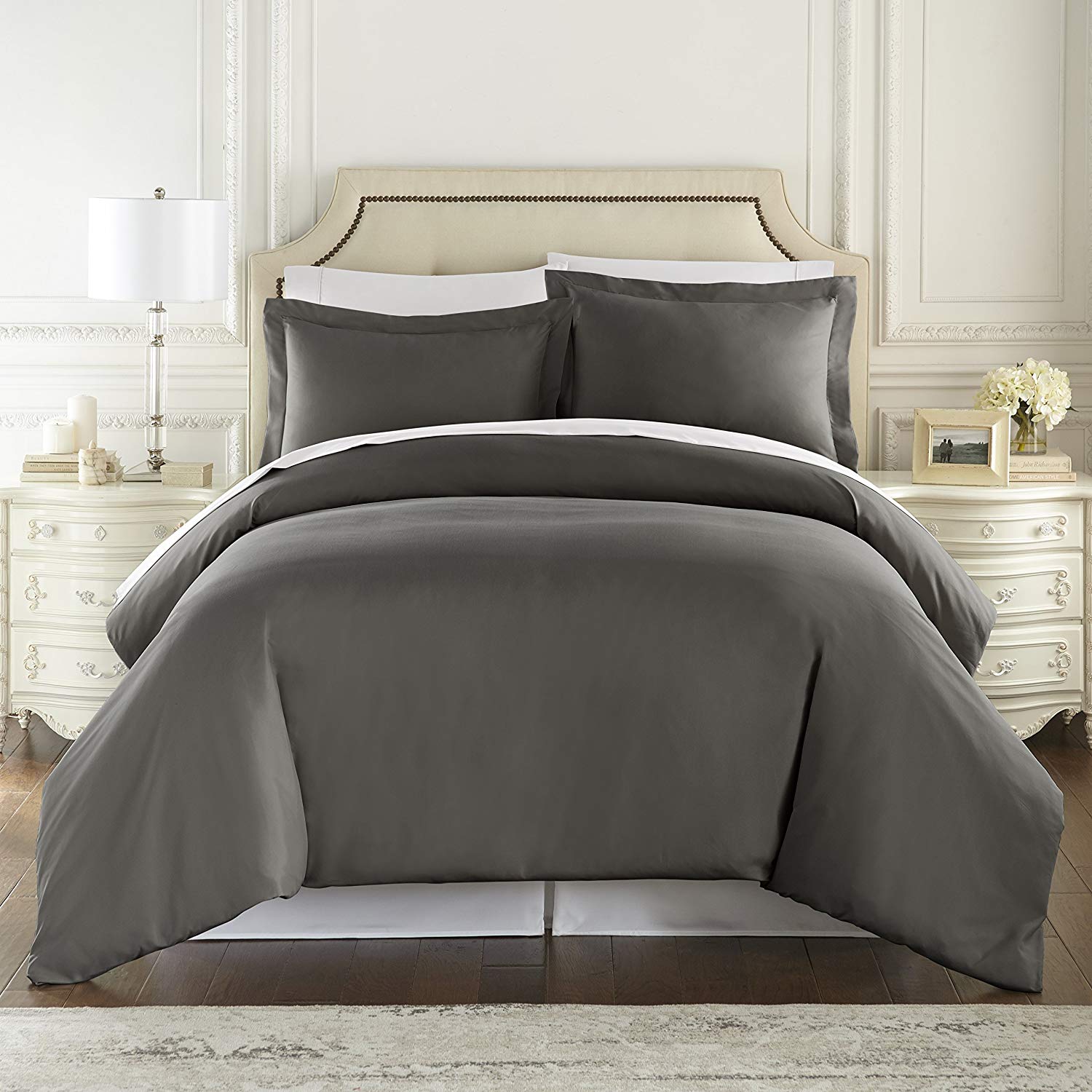 Price:$26.99    1500 Thread Count Duvet Cover Set, 3pc Luxury Soft, All Sizes & Colors, King-Gray  Home & Kitchen