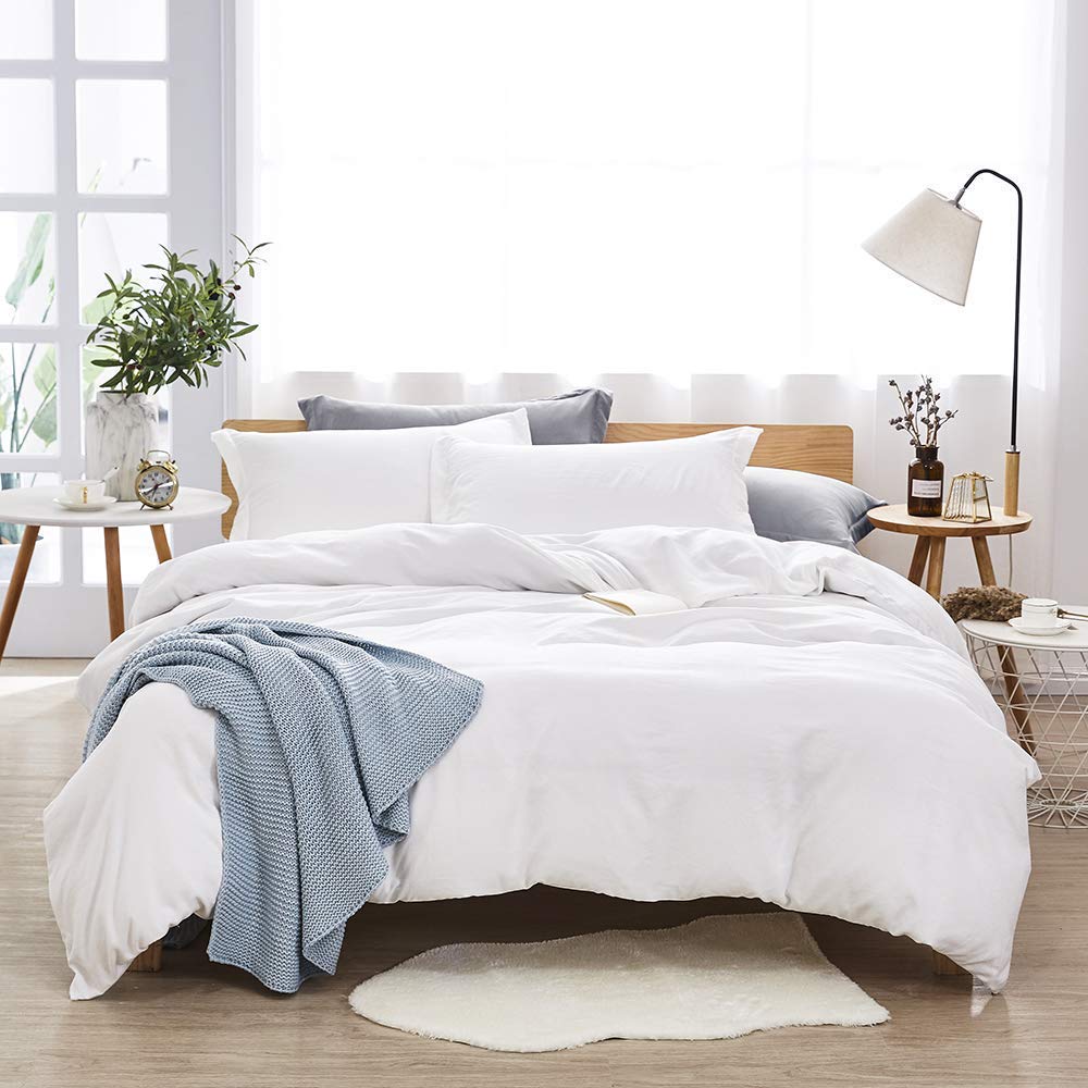 Price:$39.99    Dreaming Wapiti Duvet Cover King, 100% Washed Microfiber 3pcs Bedding Set,Solid Color - Soft and Breathable with Zipper Closure & Corner Ties (White)  Home & Kitchen
