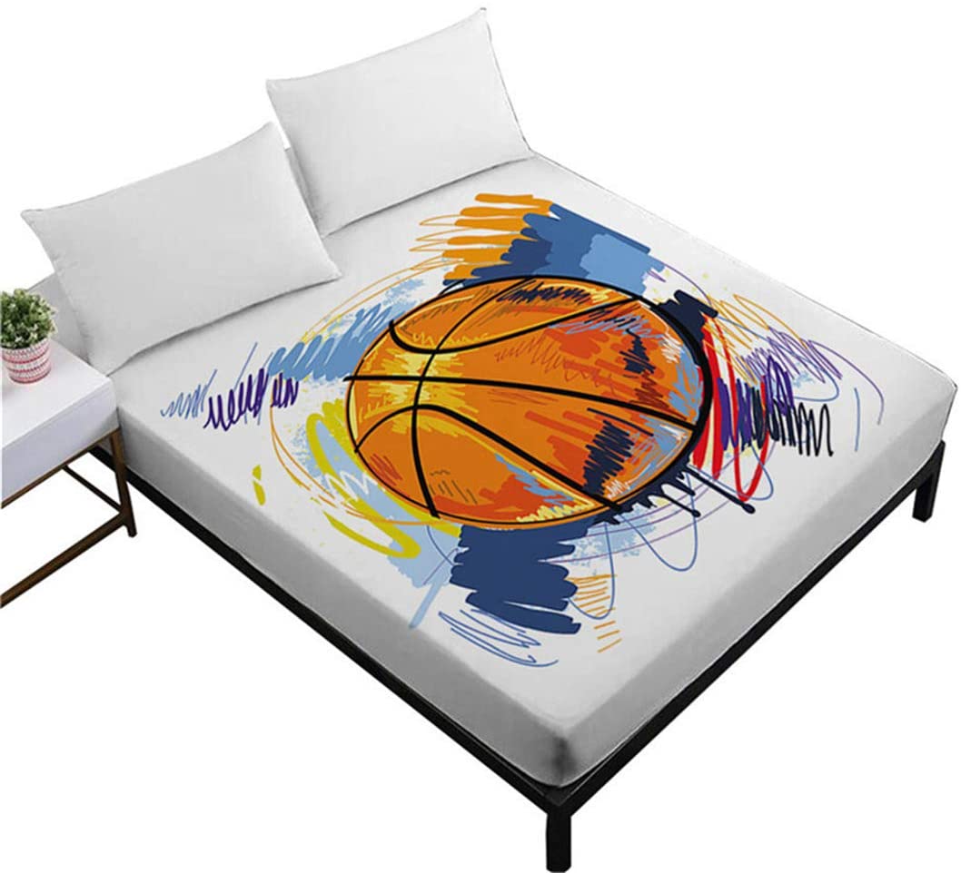 Price:$8.90    Junsey Boys Watercolor Basketball Fitted Sheet Twin Size,Colorful Sports Sheet Deep Pocket Bedding  Kitchen & Dining