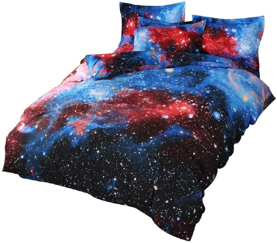 Price:$25.99    YOUSA Shining Stars Bedding Set Mysterious Galaxy Duvet Cover Set Twin (02)  Home & Kitchen