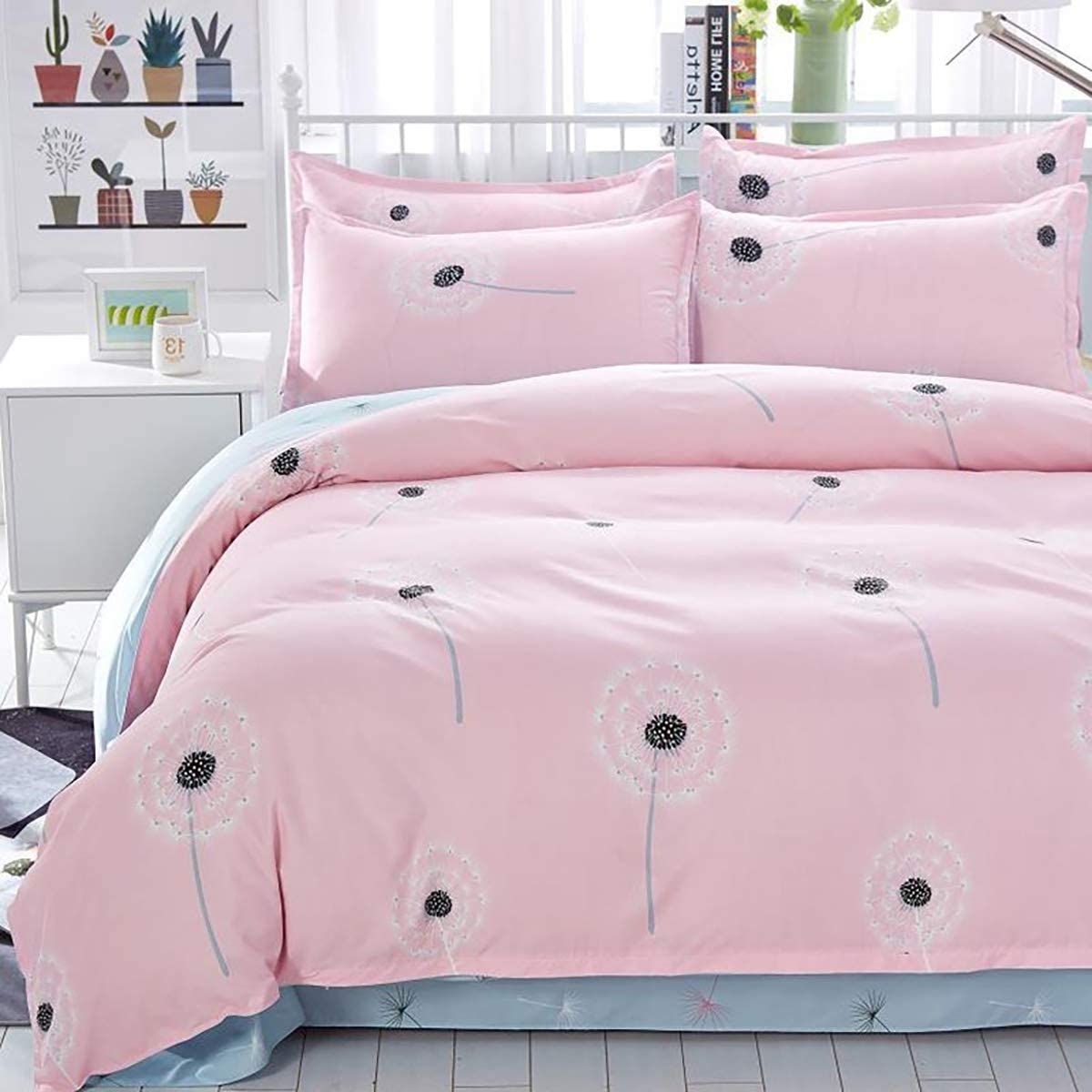 Price:$28.99    Uozzi Bedding Twin Kids Duvet Cover Set Pink Floral 3 Pieces -(1 Duvet Cover +2 Pillow Shams) 800 - TC Luxury Hypoallergenic Girls Teen Comforter Cover with Zipper & Ties for Luxury Guest Room Deco  Home & Kitchen