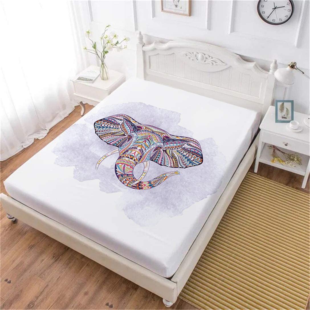 Price:$9.99    Junsey 1Pcs Elephant Sheet Twin Size 3D Animal Fitted Sheet Kids Bedding Deep Pocket,White  Home & Kitchen