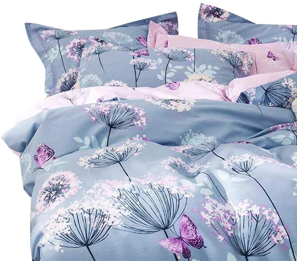 Price:$48.99    VClife Modern Twin Bedding Sets Floral Branches Butterfly Printed Duvet Comforter Cover Sets Girl Teens Cotton Pink Blue Bedding Collection, Soft Hypoallergenic, Lightweight, Breathable, Durable, Twin  Home & Kitchen