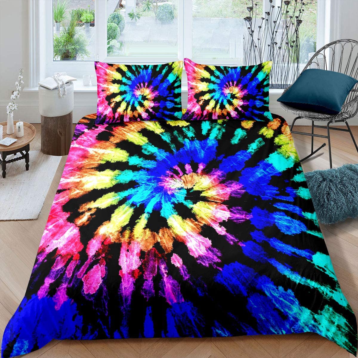 Price:$39.00    Tie Dye Bedding Twin Size Boho Exotic Tribe Style Boys Girls Duvet Cover Chic Hippie Theme Comforter Cover Set with Zipper Ties Tie Dye Decor Duvet Cover for Adult Women Soft Microfiber Duvet Cover  Home & Kitchen