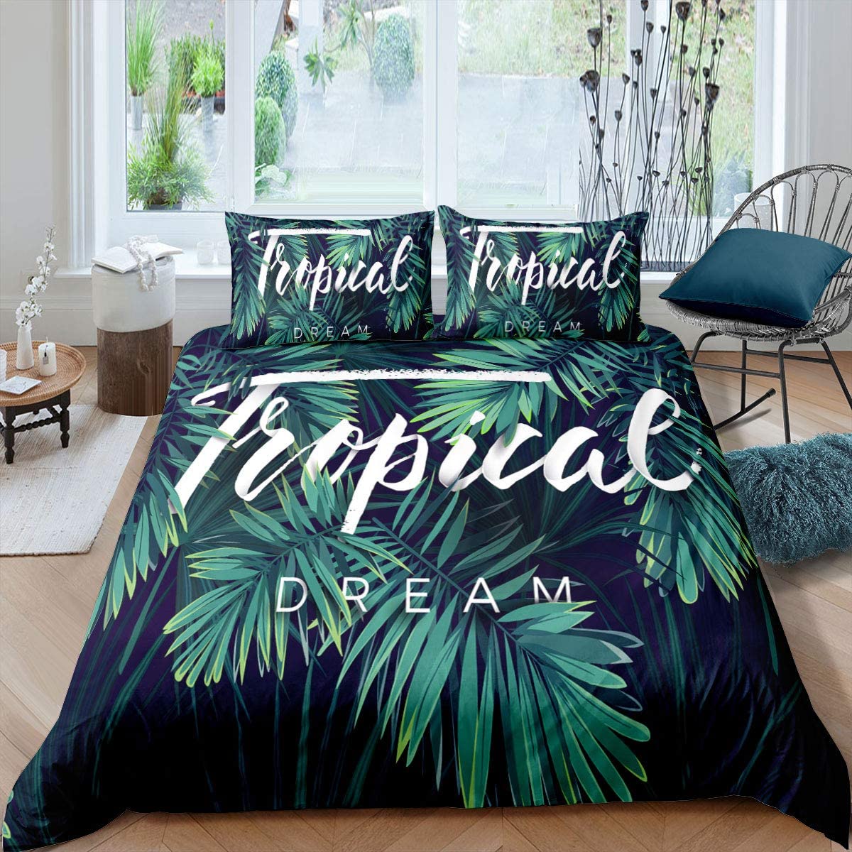 Price:$41.00    Erosebridal Twin Size Rainforest Print Sheet Set with Duvet Cover -Flat -2 Pillow Cases Four (4) Piece Bedding Set Light Weight Bedspreads Pastoral Comforter Cover  Home & Kitchen