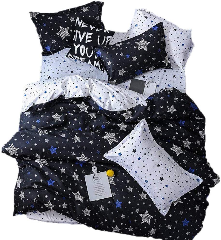 Price:$25.43    Sookie 3Pcs White and Blue Pentacle Printed Bedding Set for Kids Boys and Girls,Duvet Cover with Twinkling Stars in The Sky -Twin,Black,No Comforter and Sheet  Home & Kitchen