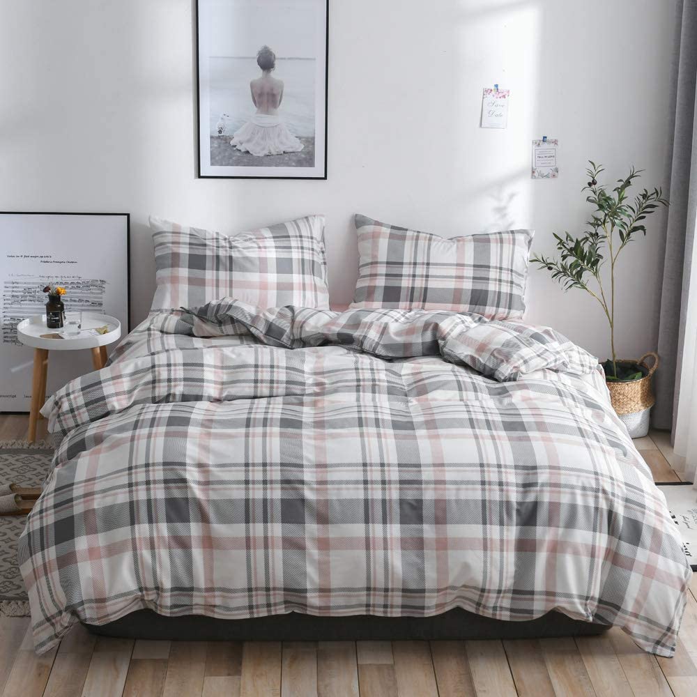 Price:$48.99    【Latest Arrival】 Twin Duvet Cover for Kids Plaid Duvet Cover Twin Cotton Geometric Comforter Cover 3 Pieces Bedding Set with Ties for Kids Adults Teens, NO Comforter NO Sheet  Home & Kitchen