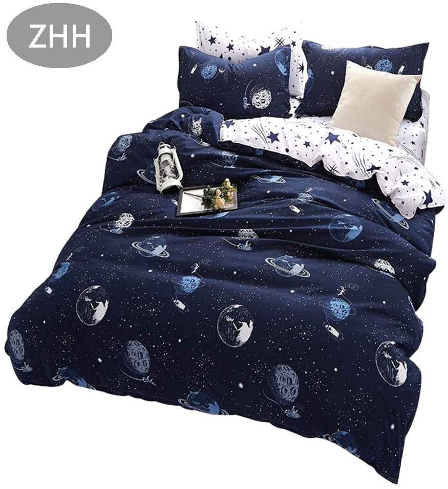 Price:$33.98    ZHH Outer Space Celestial Galaxy Duvet Cover Set, Comforter Set Luxury Soft Bedding, Space Theme Kids Quilt Cover (Blue, 1 Quilt Coverlet & 2 Pillowcases, Twin Size)  Home & Kitchen