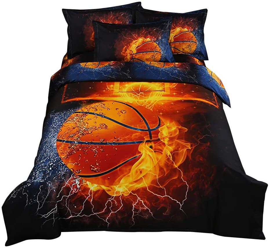 Price:$29.98    ZHH 3D Duvet Cover Sets Twin Size Sports Basketball Fire Pattern Kids Bedding Set Ultra Soft Quilt Cover for Boys, Kids and Teens (1 Duvet Cover Set + 2 Pillowcases) (Twin, Basketball Fire)  Home & Kitchen