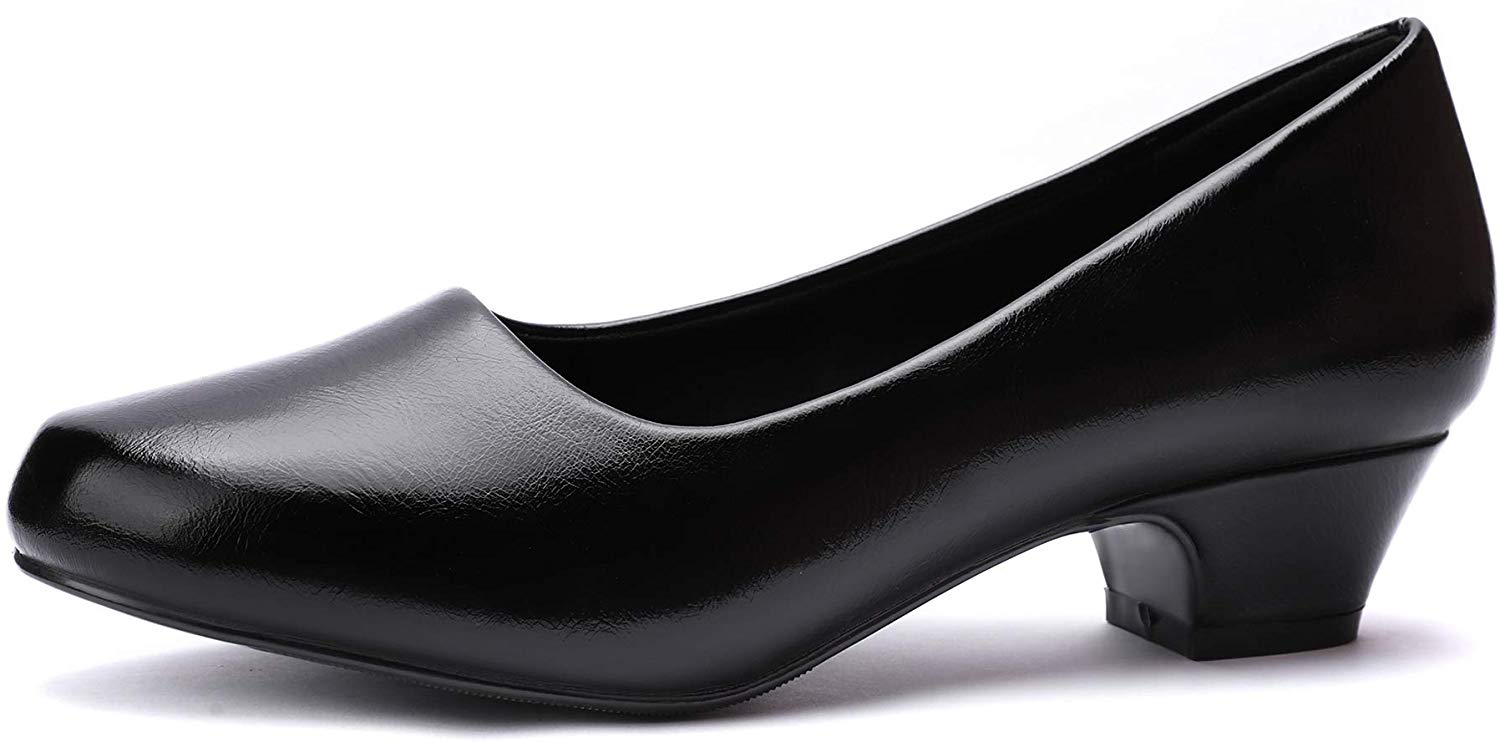 Price:$29.99   | GUCHENG Women's Dress Pumps Low Heels - Formal White Wedding Shoes (10 M US, Black) | Pumps