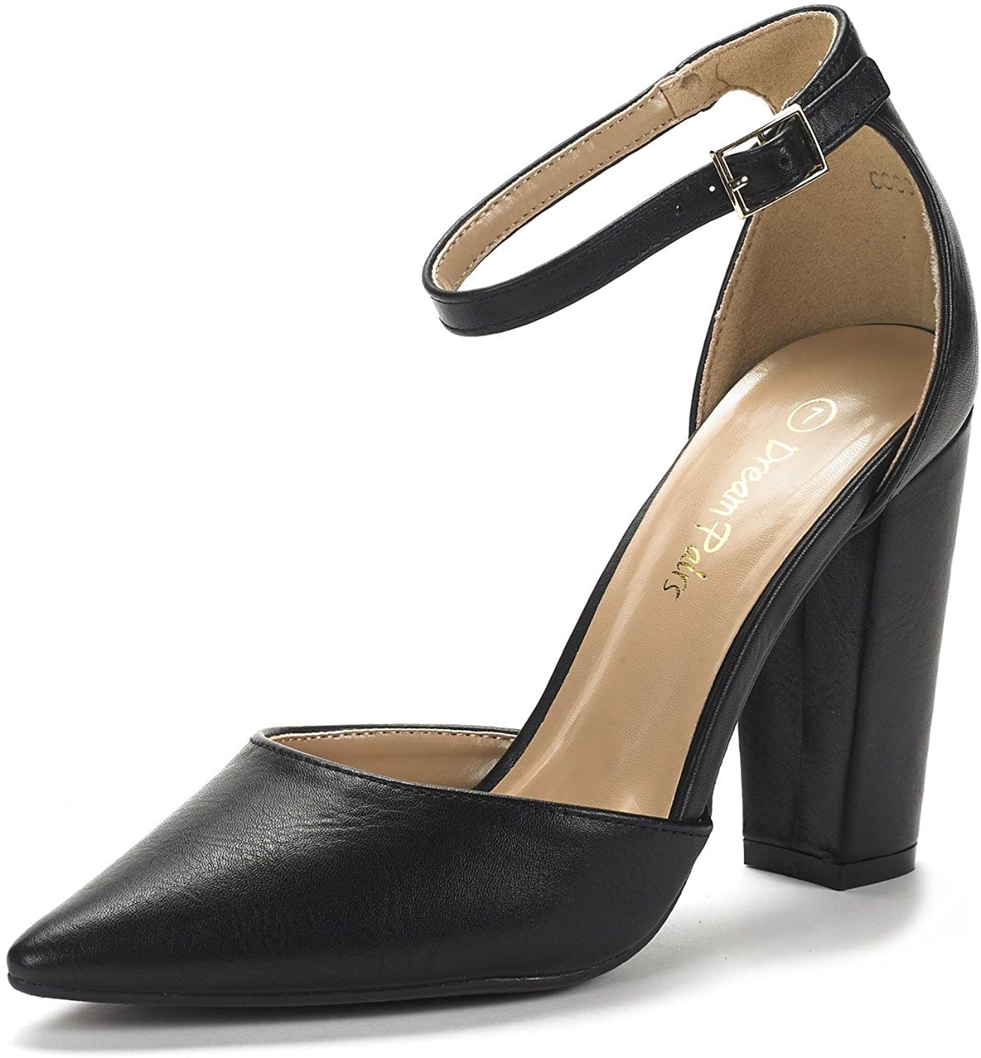 Price:$28.99   | DREAM PAIRS Women's Coco Black Pu Mid Heel Pump Shoes - 5 M US | Pumps