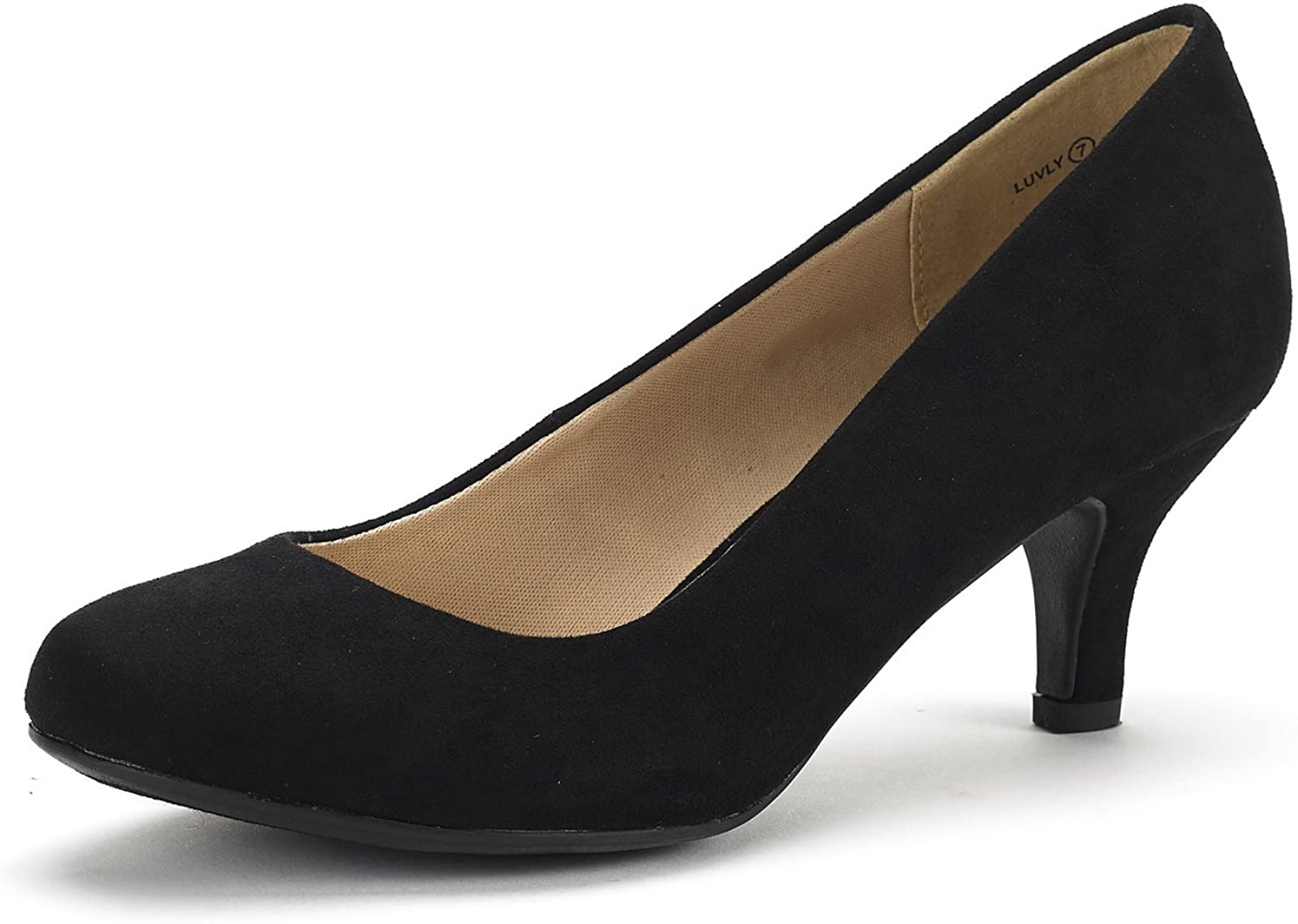 Price:$30.99   | DREAM PAIRS Women's Luvly Black Suede Bridal Wedding Low Heel Pump Shoes - 5 M US | Pumps